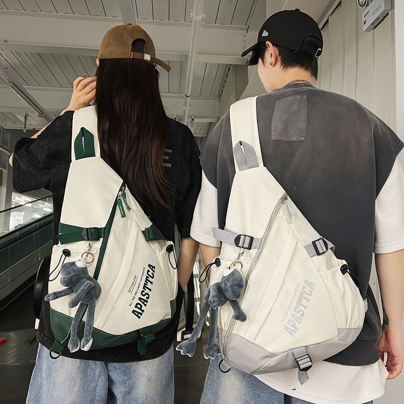 Geantă crossbody pentru bărbați — stil stradal, nylon, respirabil, marcă Ruiyingzizhi, model monocrom