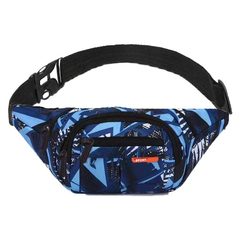 Geantă de talie pentru bărbați, stil urban simplu, nylon, impermeabil, model cu dungi, căptușeală din poliester