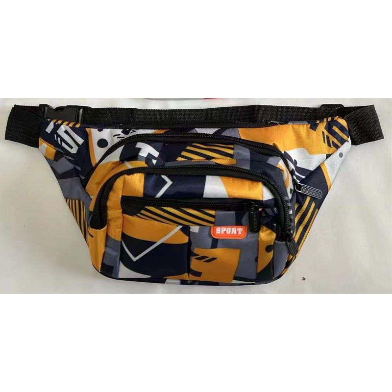 Geantă de talie pentru bărbați, stil urban simplu, nylon, impermeabil, model cu dungi, căptușeală din poliester