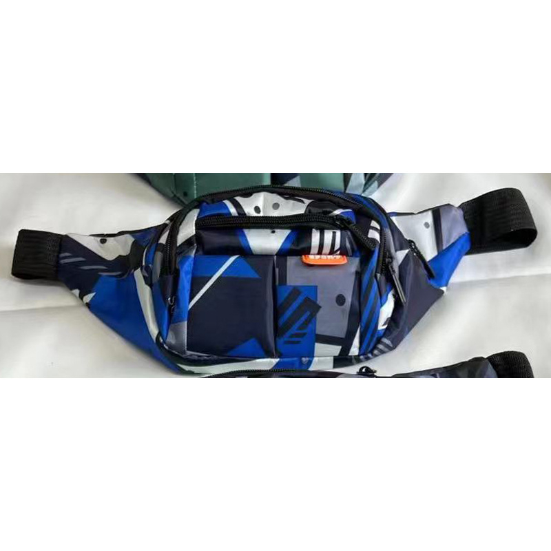 Geantă de talie pentru bărbați, stil urban simplu, nylon, impermeabil, model cu dungi, căptușeală din poliester