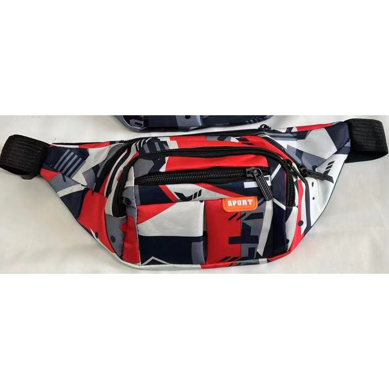 Geantă de talie pentru bărbați, stil urban simplu, nylon, impermeabil, model cu dungi, căptușeală din poliester