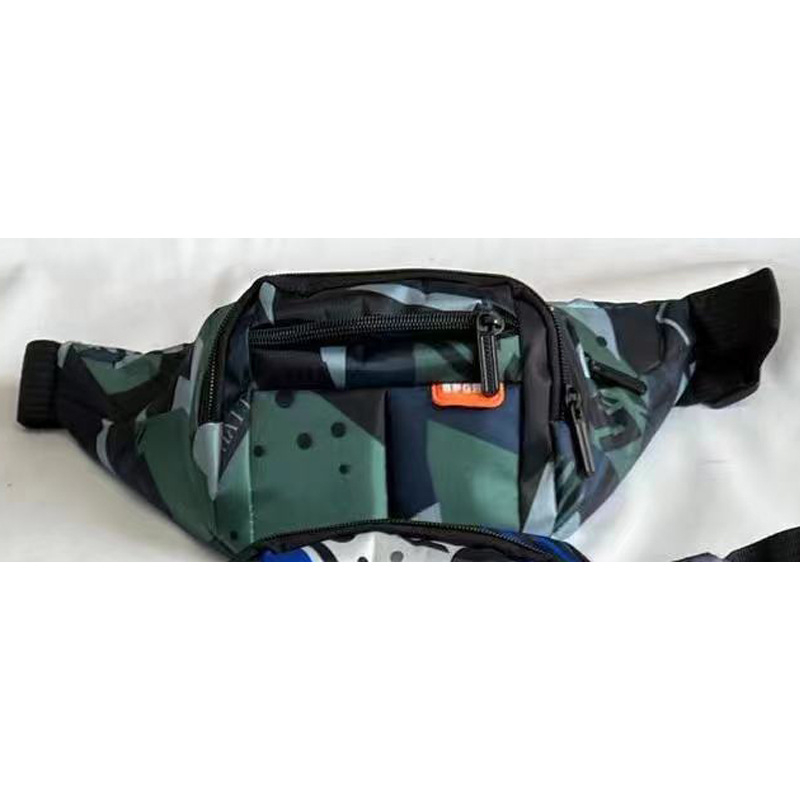 Geantă de talie pentru bărbați, stil urban simplu, nylon, impermeabil, model cu dungi, căptușeală din poliester