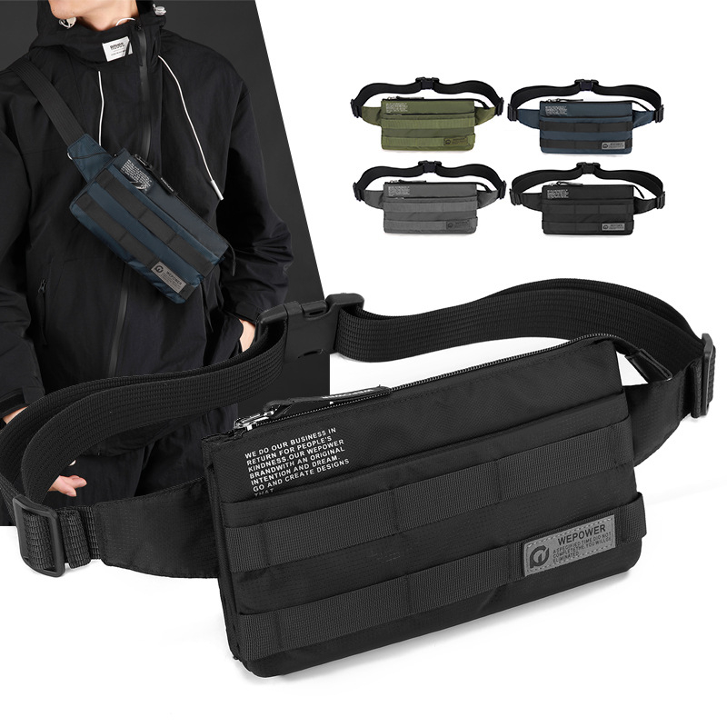 Geantă pentru piept bărbați din nailon, impermeabilă și ultraușoară, căptușită cu poliester, potrivită pentru călătorii de agrement