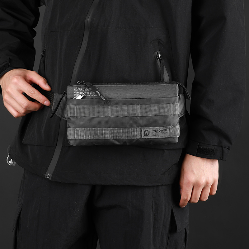 Geantă pentru piept bărbați din nailon, impermeabilă și ultraușoară, căptușită cu poliester, potrivită pentru călătorii de agrement