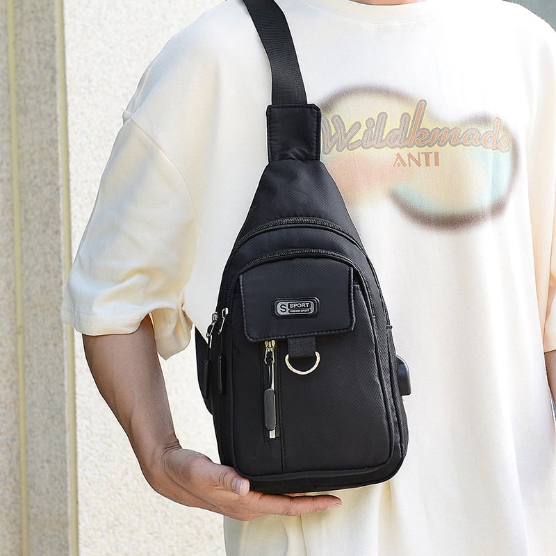 Geantă de piept pentru bărbați, curea crossbody pentru telefon, stil Urban Simplicity, material Oxford, primăvara 2024