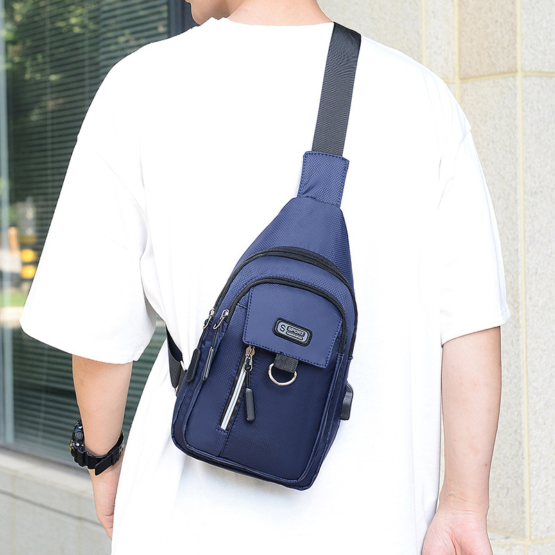 Geantă de piept pentru bărbați, curea crossbody pentru telefon, stil Urban Simplicity, material Oxford, primăvara 2024