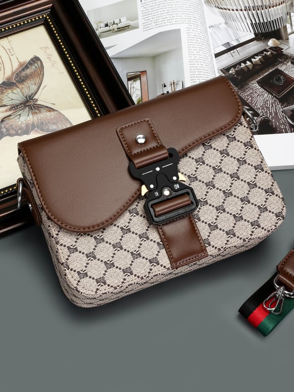 Férfi PU saddle-stílusú crossbody táska, lélegző nylon bélés, egyszínű, üzleti utazásokhoz