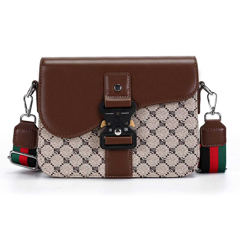 Férfi PU saddle-stílusú crossbody táska, lélegző nylon bélés, egyszínű, üzleti utazásokhoz