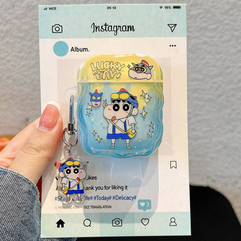 Carcasă AirPods – TPU rigidă, semi-transparentă, model Cartoon, turnare prin injecție, compatibilă cu Apple AirPods