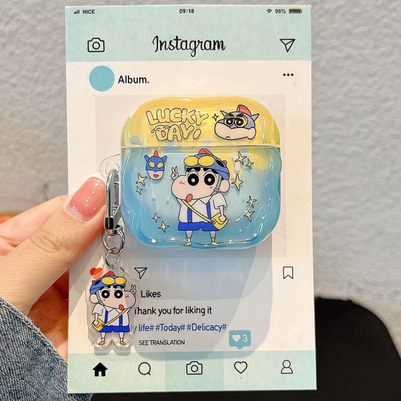 Carcasă AirPods – TPU rigidă, semi-transparentă, model Cartoon, turnare prin injecție, compatibilă cu Apple AirPods