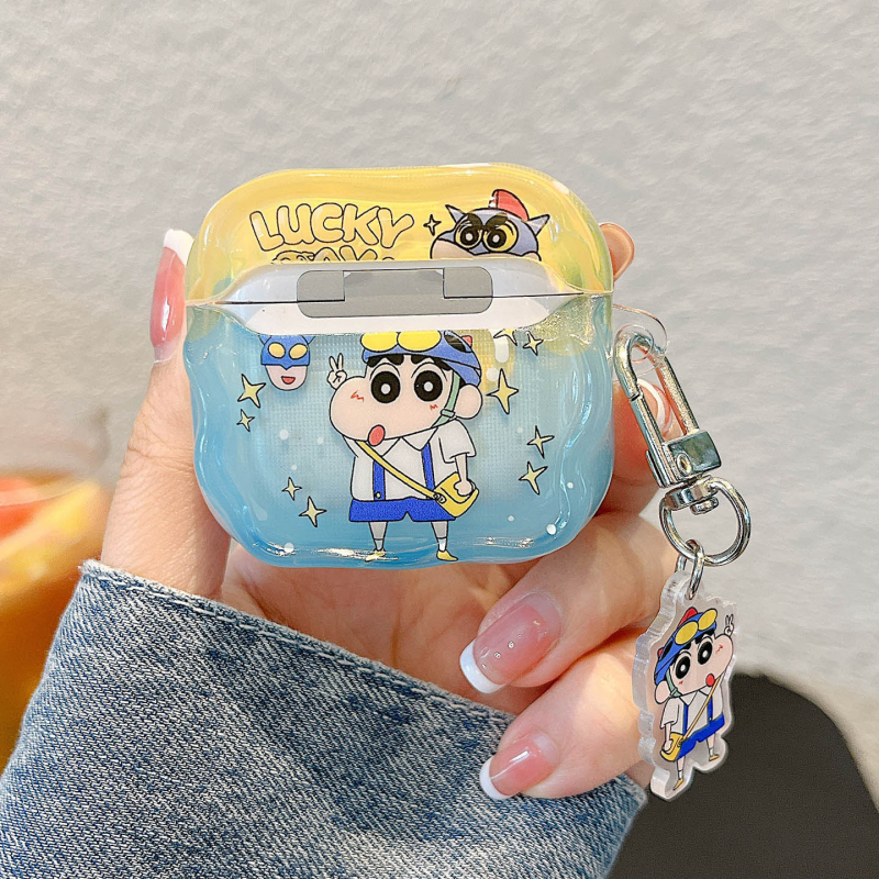 Carcasă AirPods – TPU rigidă, semi-transparentă, model Cartoon, turnare prin injecție, compatibilă cu Apple AirPods