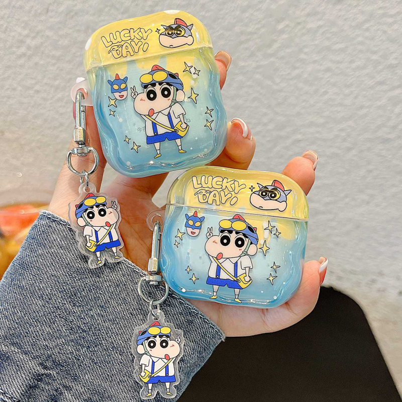 Carcasă AirPods – TPU rigidă, semi-transparentă, model Cartoon, turnare prin injecție, compatibilă cu Apple AirPods