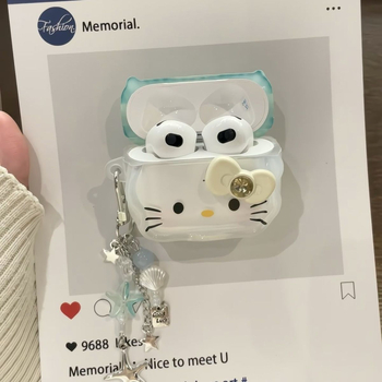 Etui AirPods s mačjim ušima, PC materijal, gravirano, prenosno