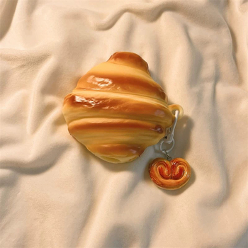 AirPods 4-kompatibilis TPU védőtok 3D croissant kenyér dizájnnal - puha külső, hordozható, univerzális