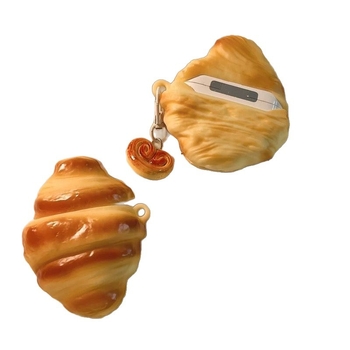 AirPods 4-kompatibilis TPU védőtok 3D croissant kenyér dizájnnal - puha külső, hordozható, univerzális