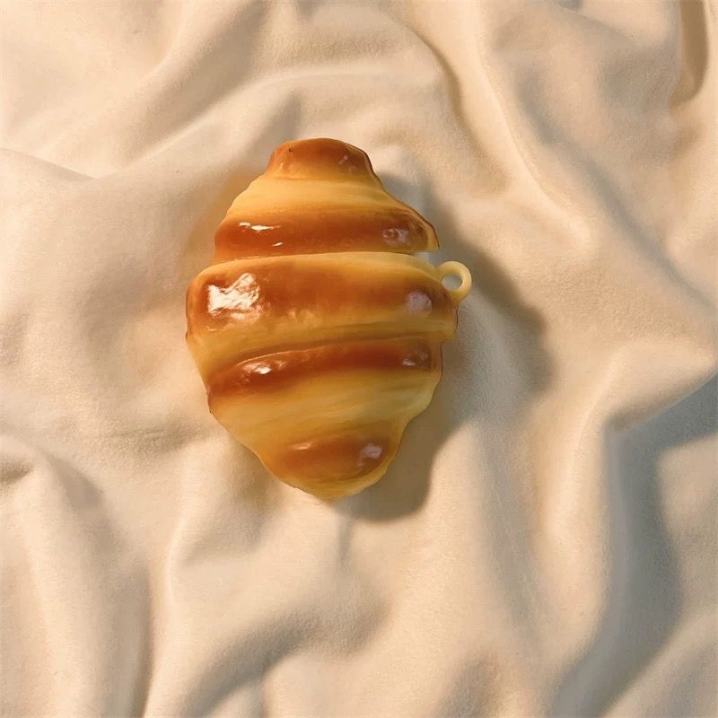 AirPods 4-kompatibilis TPU védőtok 3D croissant kenyér dizájnnal - puha külső, hordozható, univerzális