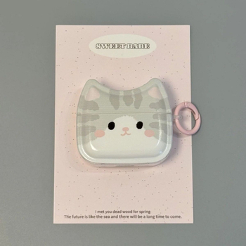Futrola za AirPods Pro 2, koža krokodila, korejskog stila, slatka siva mačkica