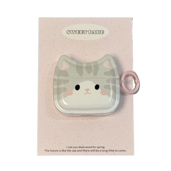 Futrola za AirPods Pro 2, koža krokodila, korejskog stila, slatka siva mačkica