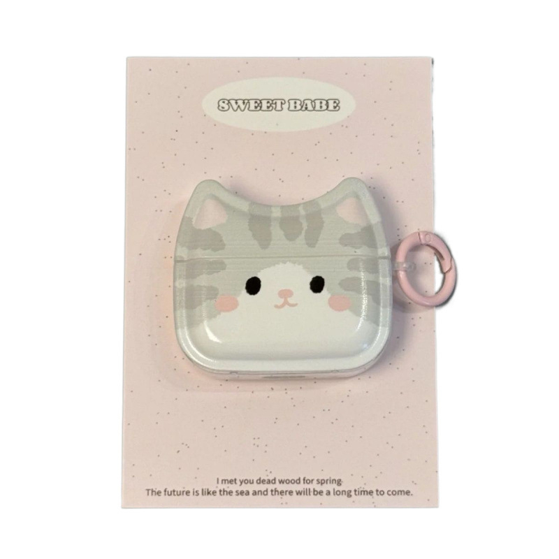 Futrola za AirPods Pro 2, koža krokodila, korejskog stila, slatka siva mačkica