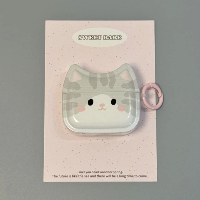 Futrola za AirPods Pro 2, koža krokodila, korejskog stila, slatka siva mačkica