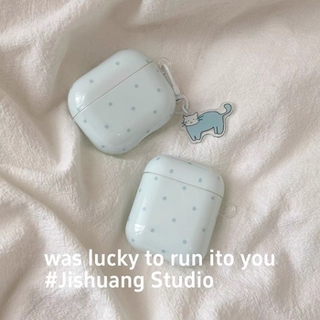 Калъф за AirPods Pro 2 от PC материал, гравиран дизайн с котка на точки