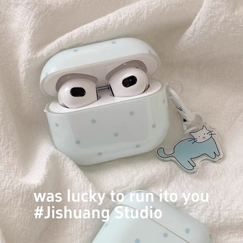 Калъф за AirPods Pro 2 от PC материал, гравиран дизайн с котка на точки