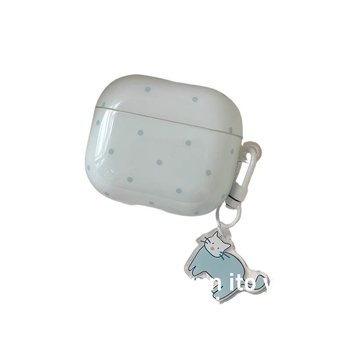 Калъф за AirPods Pro 2 от PC материал, гравиран дизайн с котка на точки