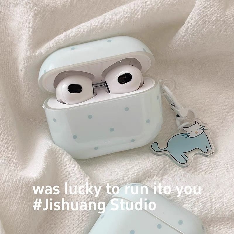 Калъф за AirPods Pro 2 от PC материал, гравиран дизайн с котка на точки