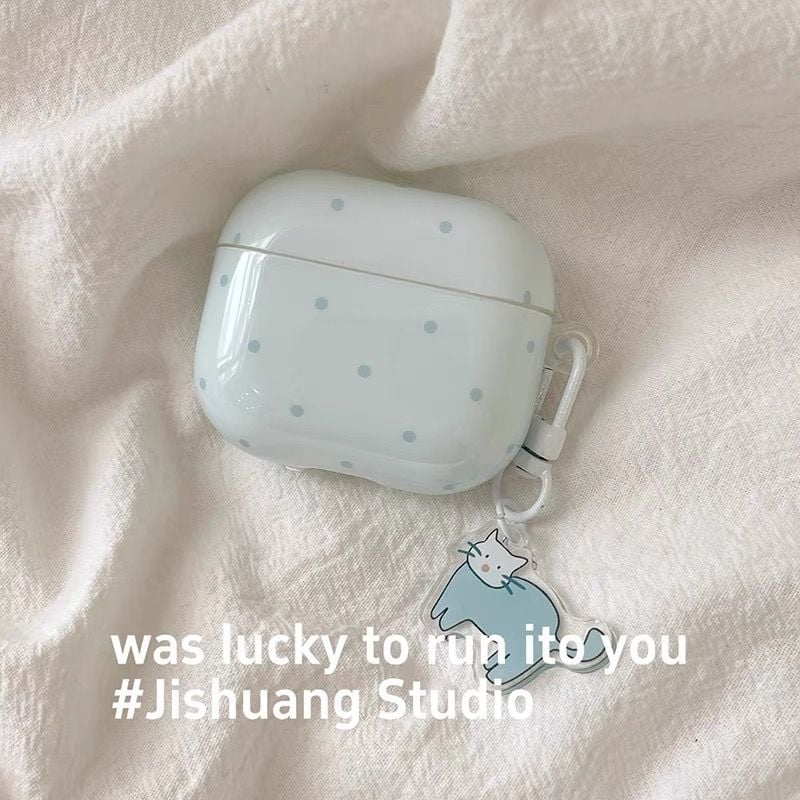 Калъф за AirPods Pro 2 от PC материал, гравиран дизайн с котка на точки