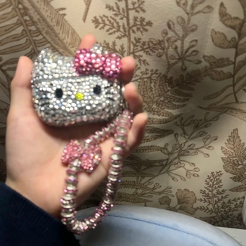 AirPods защитен калъф – Hello Kitty, пълен диамант, карикатурна гравюра, PC корпус, портативен, IP стил