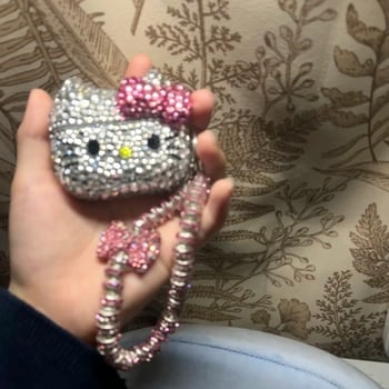 AirPods защитен калъф – Hello Kitty, пълен диамант, карикатурна гравюра, PC корпус, портативен, IP стил