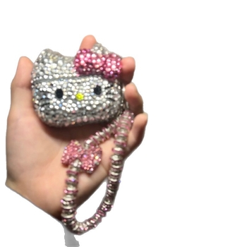 AirPods защитен калъф – Hello Kitty, пълен диамант, карикатурна гравюра, PC корпус, портативен, IP стил