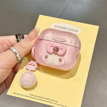 Θήκη AirPods 4 με My Melody 3D ροζ φιόγκος, TPU μαλακό περίβλημα, ημιδιαφανές, καρτούν στυλ, μεταφορά θερμότητας