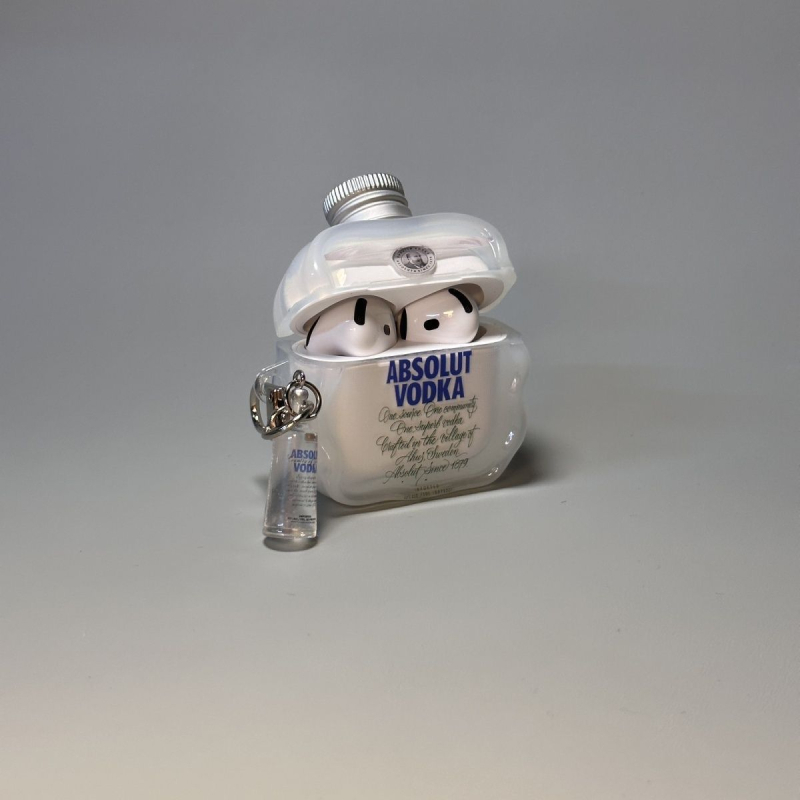 AirPods apsauginė dėklas su 3D buteliuko dangtelio dizainu ir graviruota grafika, suderinama su AirPods 4, AirPods Pro 2, Gen 3, Gen 5 ir Gen 2