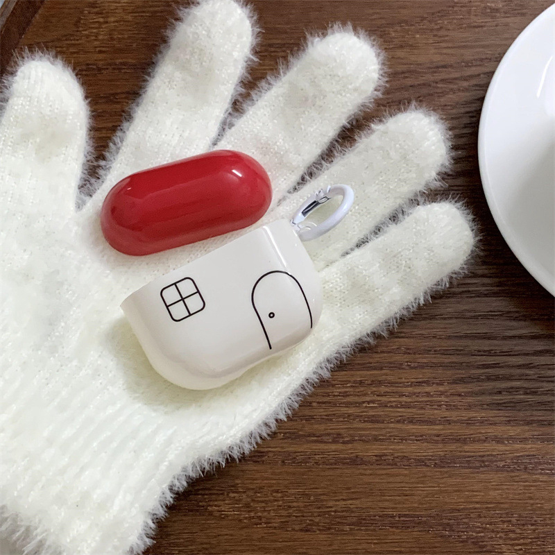 Minimalistički privjesak s psićem u obliku kuće za futrolu AirPods 4/3, silikon, mekani omotač, crtani stil