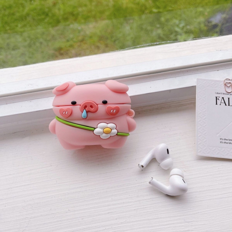 Carcasă de protecție cu motiv purcel pentru AirPods Pro 2 — PVC, turnare prin injecție, compatibil universal