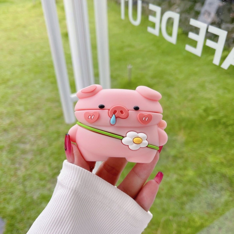 Carcasă de protecție cu motiv purcel pentru AirPods Pro 2 — PVC, turnare prin injecție, compatibil universal