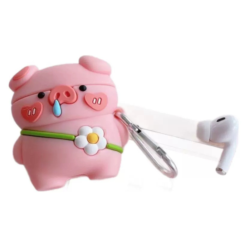 Carcasă de protecție cu motiv purcel pentru AirPods Pro 2 — PVC, turnare prin injecție, compatibil universal