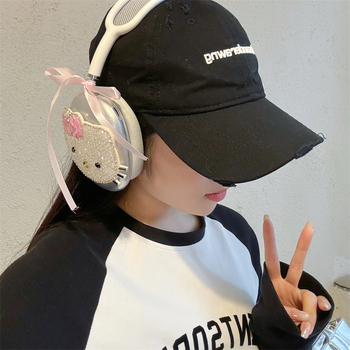 Dreamying TPU zaštitni kućište za Apple AirPods Max s rhinestones KT Cat – crtani dizajn, sprej završna obrada