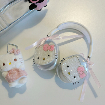 Dreamying TPU zaštitni kućište za Apple AirPods Max s rhinestones KT Cat – crtani dizajn, sprej završna obrada