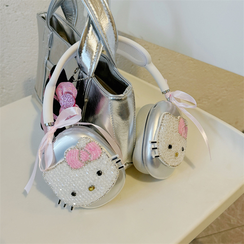 Dreamying TPU zaštitni kućište za Apple AirPods Max s rhinestones KT Cat – crtani dizajn, sprej završna obrada