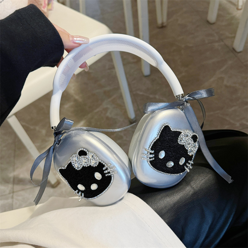 Dreamying TPU zaštitni kućište za Apple AirPods Max s rhinestones KT Cat – crtani dizajn, sprej završna obrada