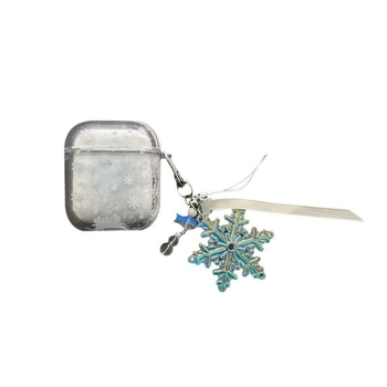 HFILL силиконова снежинкова висяща украса за AirPods защитен калъф – гравиран мек корпус в стил карикатура, съвместим с Apple AirPods