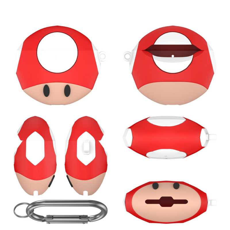 AirPods 4 silikonska zaštitna futrola — Mario Mushroom crtić dizajn, mat čvrsti kućište, prilagodljivo (Silikon; Mat; Čvrsti kućište; Crtani; Prilagodljivo)
