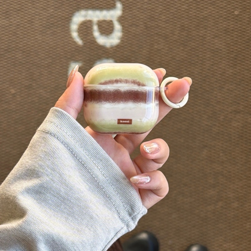 Zaštitno kućište za AirPods Pro 3, zelena-smeđa halo boja, 4. generacija, minimalistički korejski dizajn