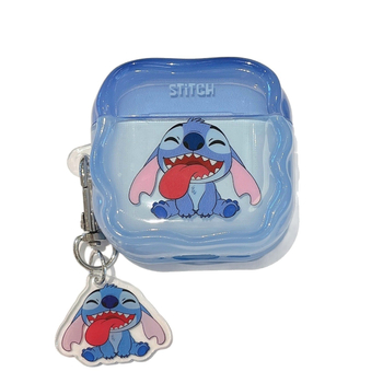 AirPods калъф – Стич в анимационен стил с изплезен език, TPU, релефен, за Apple