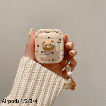 3D αρκούδα προστατευτική θήκη για Apple AirPods 4/3, ασύρματη θήκη Bluetooth, 2 Pro δεύτερη και τρίτη γενιά