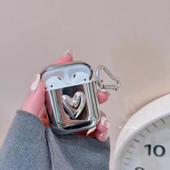 Carcasă TPU cu design inimă electroplacat pentru AirPods 1/2, AirPods Pro și AirPods 3, turnare prin injecție