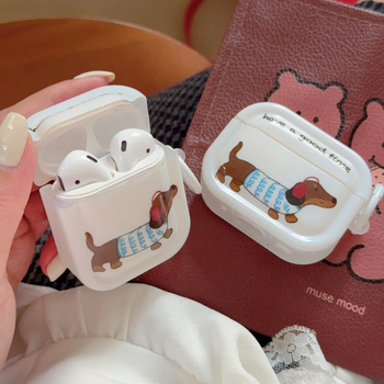 Slatka karikatura jazavčara za AirPods Pro 2/4, TPU zaštitna navlaka