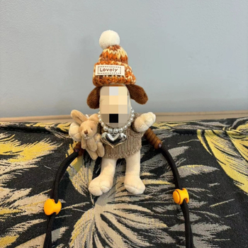 Pandantiv pluș pentru telefon, cu personaj pilot, imprimare silkscreen, decor